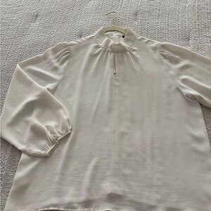 Ann Taylor Cream Blouse with Puff Sleeves